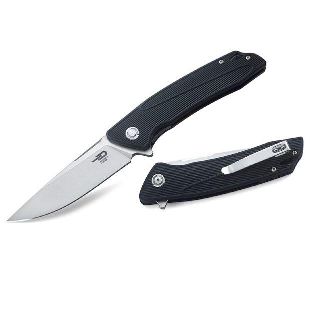 Picture of Bestech Spike Folder 3.75 IN Stonewash Plain Black Nylon