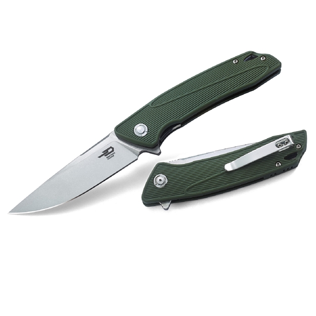 Picture of Bestech Spike Folder 3.75 IN Stonewash Plain Green Nylon