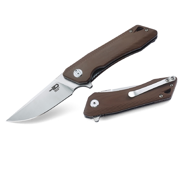 Picture of Bestech Thorn Folder 4.3 IN Stonewash Plain Beige G-10 Hndl
