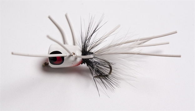 Picture of Betts Tackle Falls Fire Shimmy Fly Popper, SZ 8,, White/Black/White
