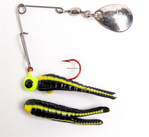 Picture of Betts Tackle Spin Bleeder Series Biting Frenzy Fishing Jig, 1", 1/32 Oz, Black/Yellow Stripes/Chartreuse With Black Eye
