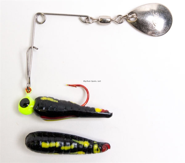 Picture of Betts Tackle Spin Bleeder Series Biting Frenzy Grub Lure, 1", 1/32 Oz, Black Coachdog/Chartreuse With Black Eye