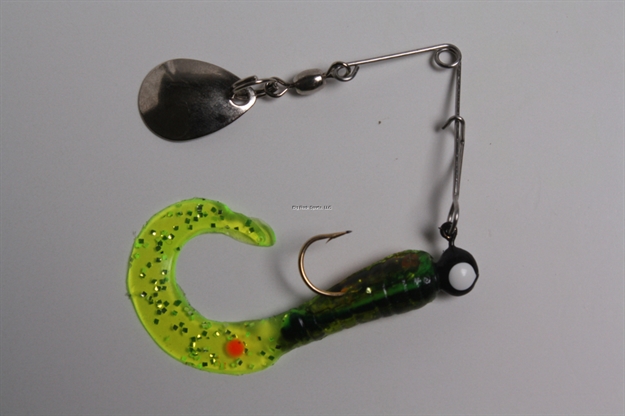 Picture of Betts Tackle Spin Curl Tail Lure, 1 1/2", 1/32 Oz, Chartreuse Crawfish Glitter