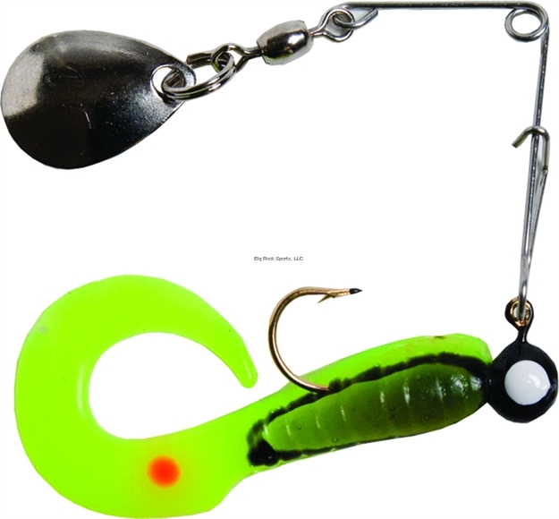 Picture of Betts Tackle Spin Curl Tail Lure, 2", 1/16 Oz, Black Stripe/Chartreuse/Orange