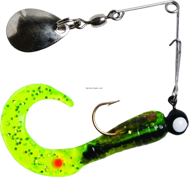 Picture of Betts Tackle Spin Curl Tail Lure, 2", 1/16 Oz, Chartreuse Crawfish Glitter