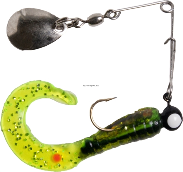 Picture of Betts Tackle Spin Curl Tail Lure, 4", 1/4 Oz, Chartreuse Crawfish Glitter
