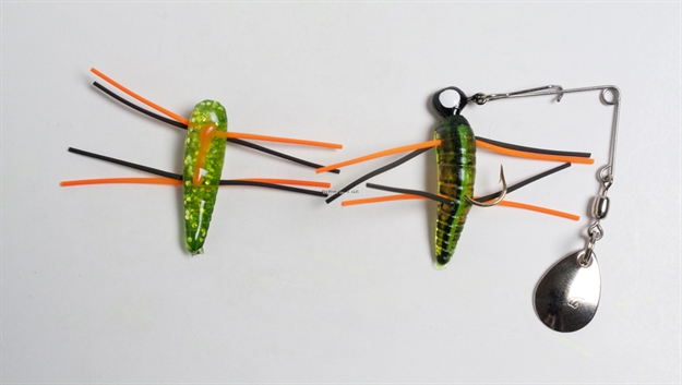 Picture of Betts Tackle Spin Grunts Grub Lure, 1", 1/32 Oz, Chartreuse Crawfish Glitter