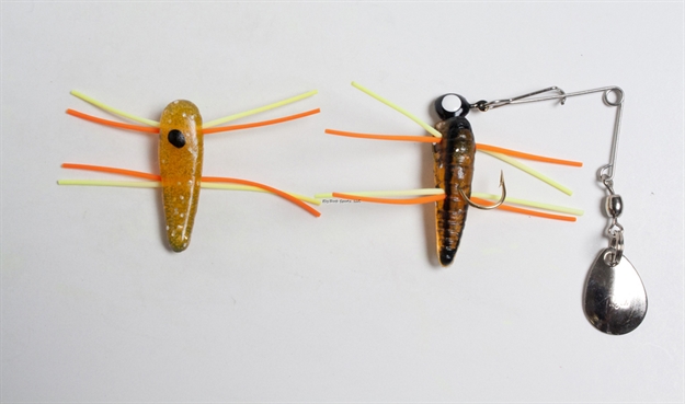 Picture of Betts Tackle Spin Grunts Grub Lure, 1", 1/32 Oz, Orange Crawfish Glitter