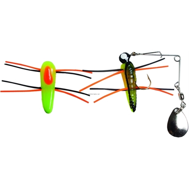 Picture of Betts Tackle Spin Grunts Grub Lure, 1 1/4", 1/16 Oz, Black Stripe/Chartreuse/Orange
