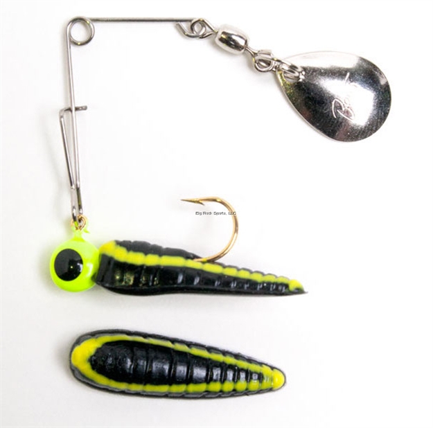 Picture of Betts Tackle Spin Magnum Series Grub Lure, 1", 1/16 Oz, Black/Yellow Stripes/Chartreuse With Black Eye