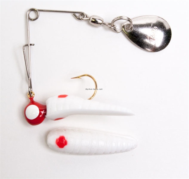Picture of Betts Tackle Spin Magnum Series Grub Lure, 1", 1/16 Oz, White/Red Dot/Red With White Eye