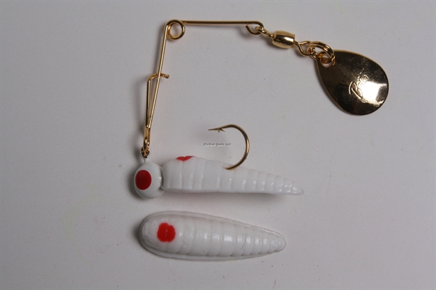 Picture of Betts Tackle Spin Magnum Series Grub Lure, 1", 1/16 Oz, White/Red Dot/White With Red Eye 022Mgr-35Wg