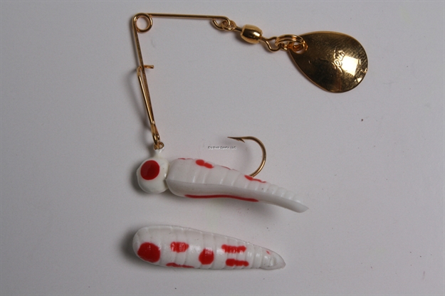 Picture of Betts Tackle Spin Magnum Series Grub Lure, 1", 1/16 Oz, Wolfpack/White With Red Eye