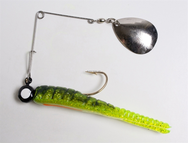 Picture of Betts Tackle Spin Split Tail Lure, 3", 1/4 Oz, Chartreuse Crawfish Glitter