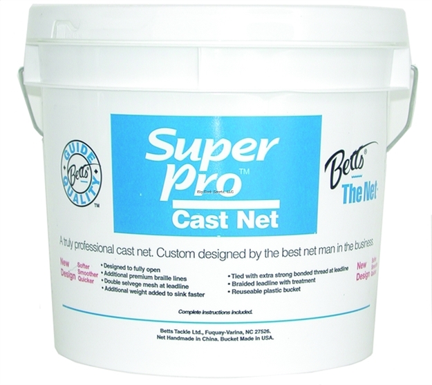 Picture of Betts Tackle Super Pro Mono Cast Net 10' 5/8" Mesh 1.4Lb Lead Per Ft, Bucket