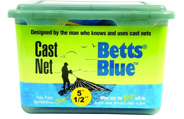 Picture of Betts Tackle Blue Mono Cast Net 5' 1/2" Mesh 1.2Lb Lead Per Ft, Boxed