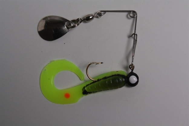 Picture of Betts Tackle Spin Curl Tail Lure, 1 1/2", 1/32 Oz, Black Stripe/Chartreuse/Orange