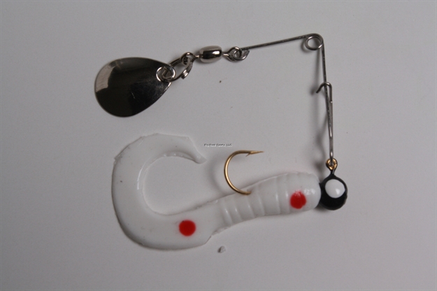 Picture of Betts Tackle Spin Curl Tail Lure, 1 1/2", 1/32 Oz, White/Red Dot