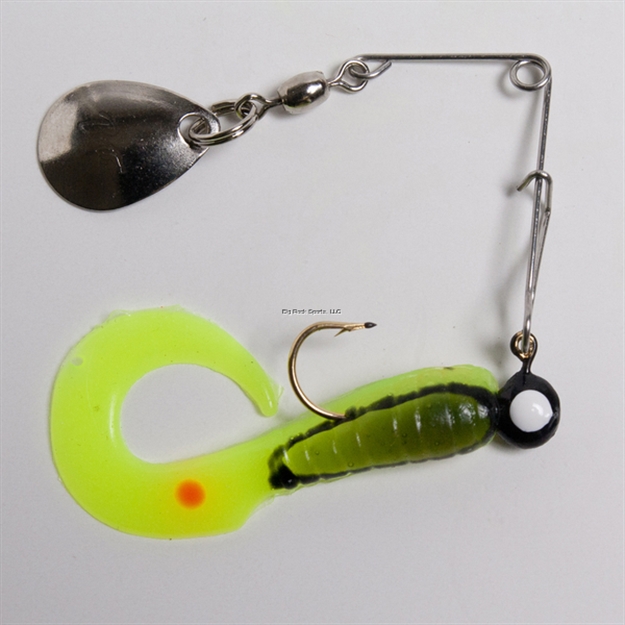 Picture of Betts Tackle Spin Curl Tail Lure, 3", 1/8 Oz, Black Stripe/Chartreuse/Orange