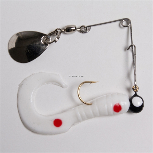 Picture of Betts Tackle Spin Curl Tail Lure, 3", 1/8 Oz, White/Red Dot