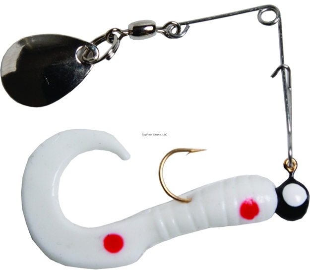 Picture of Betts Tackle Spin Curl Tail Lure, 2", 1/16 Oz, White/Red Dot