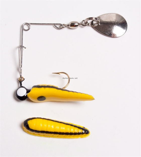 Picture of Betts Tackle Spin Grub Lure, 1 1/4", 1/16 Oz, Yellow/Black Stripes