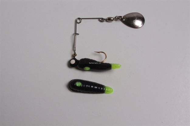 Picture of Betts Tackle Spin Grub Lure, 1", 1/32 Oz, Black/Chartreuse