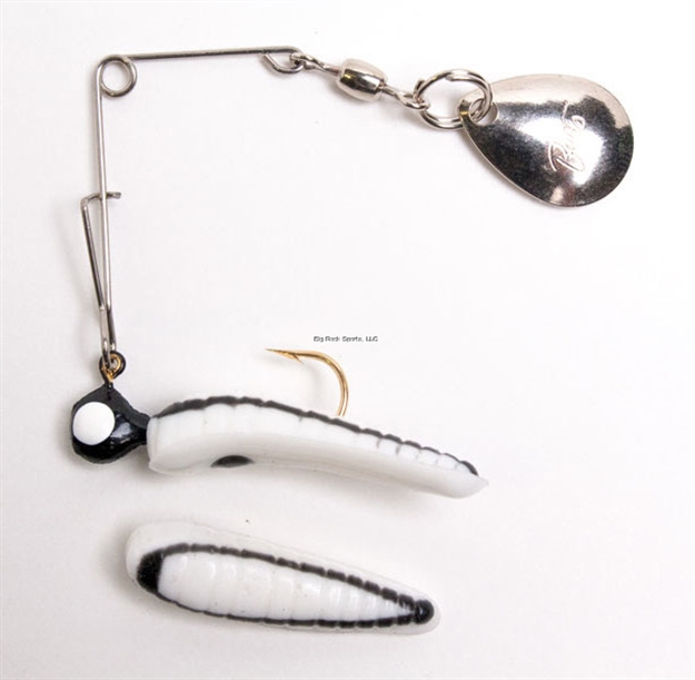 Picture of Betts Tackle Spin Grub Lure, 1", 1/32 Oz, White/Black Stripes