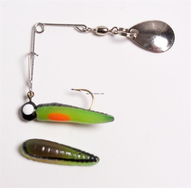 Picture of Betts Tackle Spin Grub Lure, 7/8", 1/50 Oz, Black Stripe/Chartreuse/Orange