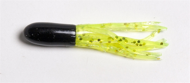 Picture of Betts Tackle Mini Tube Tail, 1 1/2", Black/Chartreuse Glitter, 20/Pack