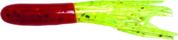 Picture of Betts Tackle Mini Tube Tail, 1 1/2", Red/Chartreuse Glitter, 20/Pack