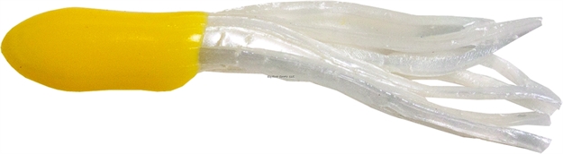 Picture of Betts Tackle Mini Tube Tail, 1 1/2", Yellow/Pearl, 20/Pack