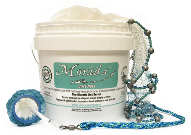 Picture of Betts Tackle Morada Mono Cast Net, 10 Ft, 1" Mesh, 1.60 Lbs Lead Per Foot,  Bucket