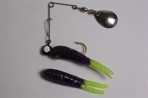 Picture of Betts Tackle Spin Split Tail Lure, 1 1/2", 1/16 Oz, June Bug/Chartreuse Tail