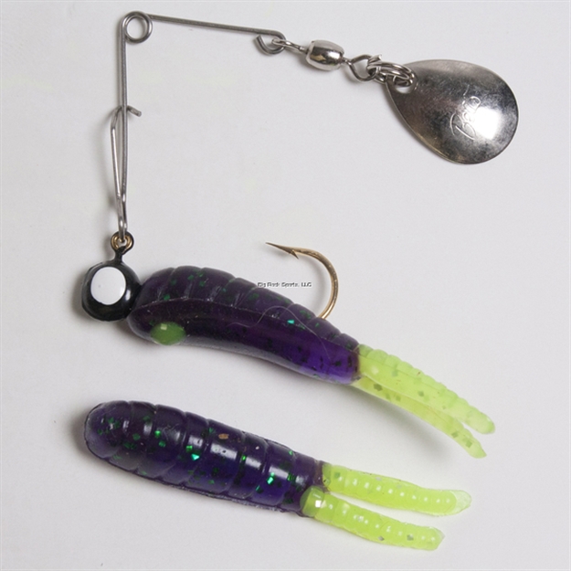Picture of Betts Tackle Spin Split Tail Lure, 1", 1/32 Oz, June Bug/Chartreuse Tail