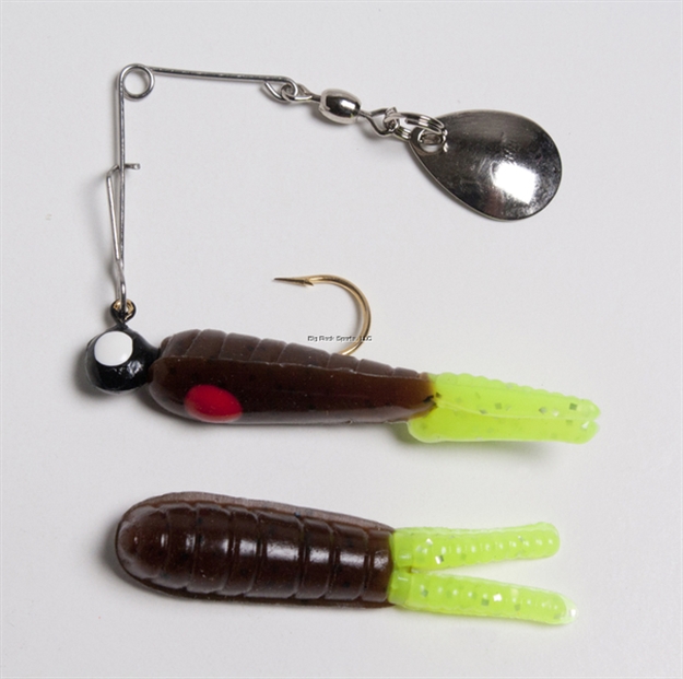 Picture of Betts Tackle Spin Split Tail Lure, 1", 1/32 Oz, Pumpkin/Chartreuse