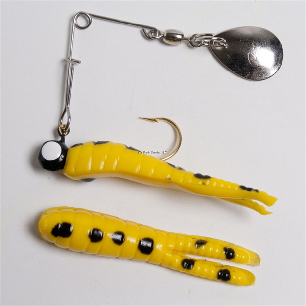 Picture of Betts Tackle Spin Split Tail Lure, 1", 1/32 Oz, Yellow/Black Spots