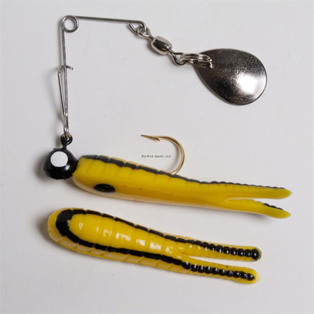 Picture of Betts Tackle Spin Split Tail Lure, 1", 1/32 Oz, Yellow/Black Stripes