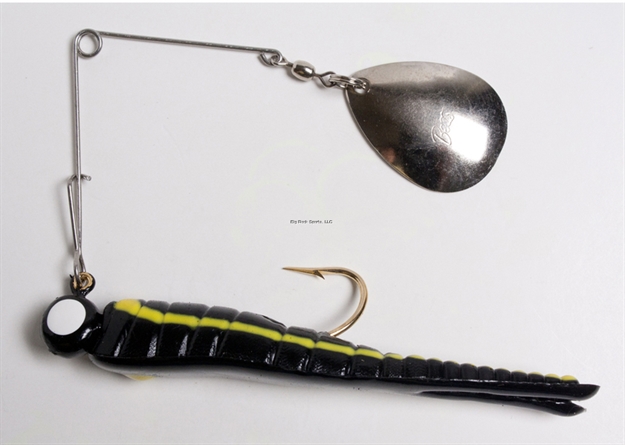 Picture of Betts Tackle Spin Split Tail Lure, 3", 1/4 Oz, Black/Yellow Stripes