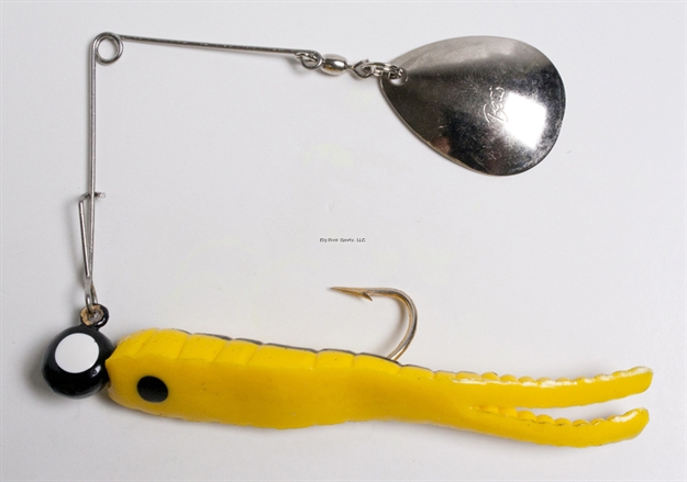Picture of Betts Tackle Spin Split Tail Lure, 3", 1/4 Oz, Yellow/Black Stripes