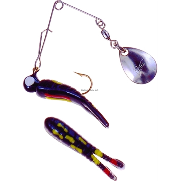 Picture of Betts Tackle Spin Split Tail Lure, 7/8", 1/50 Oz, Black Stripe/Chartreuse/Orange