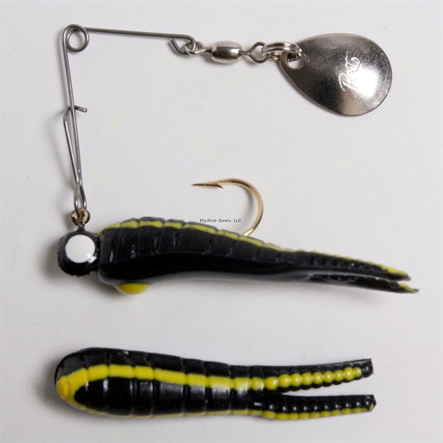 Picture of Betts Tackle Spin Split Tail Lure, 7/8", 1/50 Oz, Black/Yellow Stripes