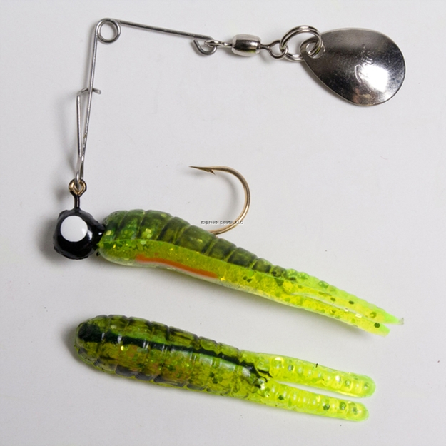Picture of Betts Tackle Spin Split Tail Lure, 7/8", 1/50 Oz, Chartreuse Crawfish Glitter