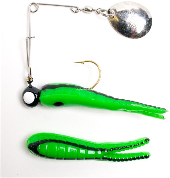 Picture of Betts Tackle Spin Split Tail Lure, 2", 1/8 Oz, Catalpa/Black Stripes