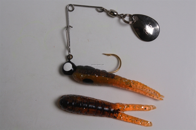 Picture of Betts Tackle Spin Split Tail Lure, 2", 1/8 Oz, Orange Crawfish Glitter