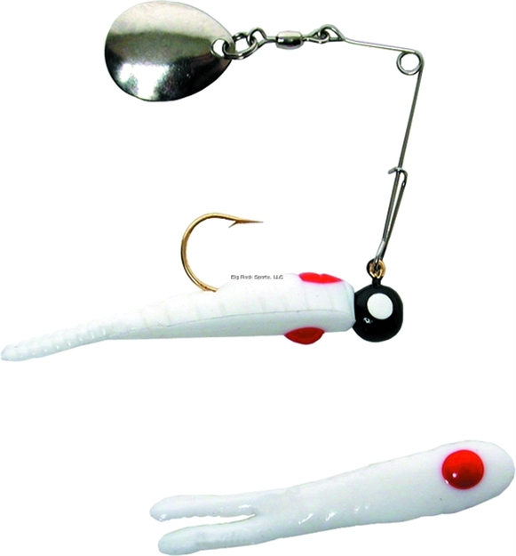 Picture of Betts Tackle Spin Split Tail Lure, 2", 1/8 Oz, White/Red Dot