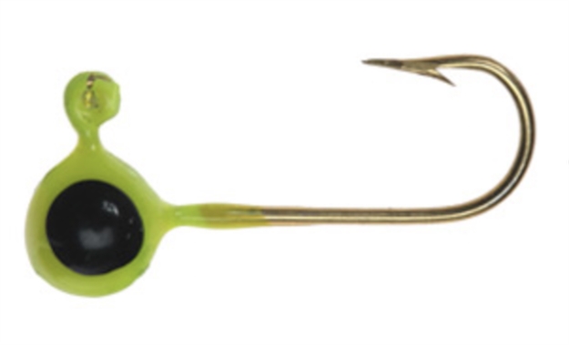 Picture of Betts Tackle Spin Jighead, 1/8 Oz, Chartreuse/Black Eye, 10/Pack 723-10-65