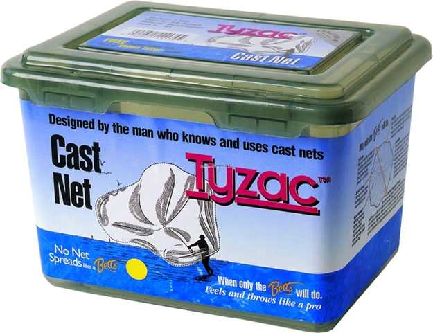 Picture of Betts Tackle Tyzac Nylon Cast Net 4' Boxed 3/8" Mesh 3/4Lb Iron Weights Per Ft, Boxed