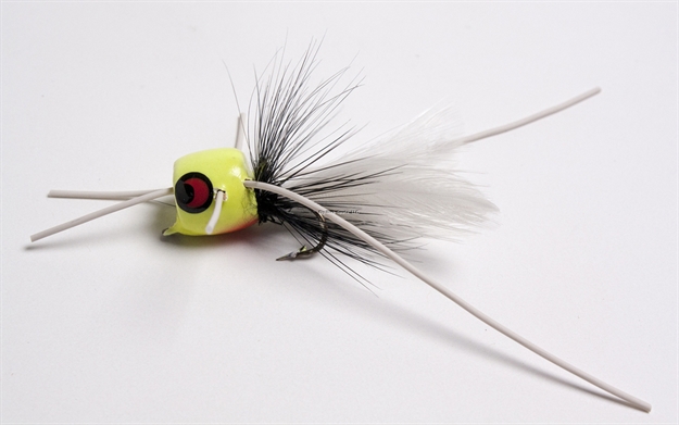Picture of Betts Tackle Marathon Wiggle Popper Fly Popper, SZ 6, Glo/Black/White, Floating