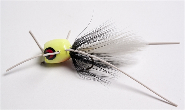 Picture of Betts Tackle Marathon Wiggle Popper Fly Popper, SZ 8, Glo/Black/White, Floating
